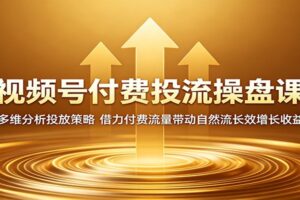 视频号付费投流操盘课:多维分析投放策略,借力付费流量带动自然流长效增长收益