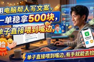 (18634期)用电脑帮人写文案,一单稳拿500块,单子直接喂到嘴边,有手就能去捡钱!