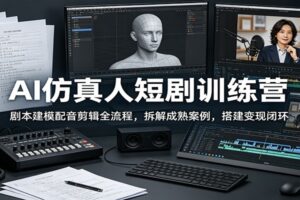AI仿真人短剧训练营:剧本建模配音剪辑全流程,拆解成熟案例,搭建变现闭环