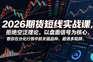 2026期货短线实战课,拒绝空泛理论,以盘面信号为核心,教你在分化行情中抓关键品种、避诱多陷阱
