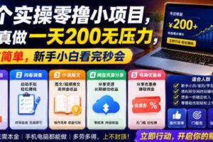 5个实操零撸小项目，认真做一天200无压力，操作简单，新手小白看完秒会【揭秘】