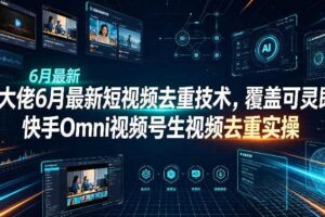 某大佬6月最新短视频去重技术,覆盖可灵即梦快手Omni视频号生视频去重实操