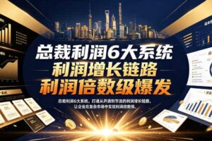 总裁利润6大系统，打通从开源到节流的利润增长链路，让企业在复杂市场中实现利润倍数级爆发