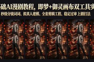 零基础AI漫剧教程，即梦+御灵画布双工具实操，秒级分镜提示词、拟真人建模、全套剪辑工程、稳定过审上剧打法
