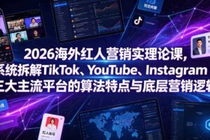 2026海外红人营销实理论课，系统拆解TikTok、YouTube、Instagram三大主流平台的算法特点与底层营销逻辑