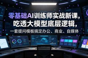 零基础AI训练师实战课,吃透大模型底层逻辑,一套提问模板搞定办公、商业、自媒体、设计、生活全场景AI落地应用