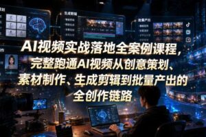 AI视频实战落地全案例课程,完整跑通AI视频从创意策划、素材制作、生成剪辑到批量产出的全创作链路