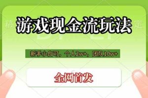 (19186期)游戏现金流玩法,个人2w+,团队10w+,自己做老板