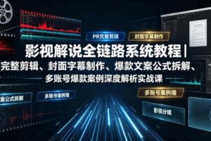 影视解说全链路系统教程|PR完整剪辑、封面字幕制作、爆款文案公式拆解、多账号爆款案例深度解析实战课