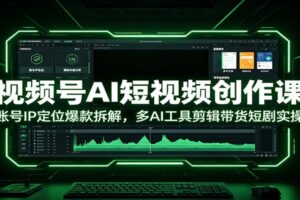 视频号AI短视频创作课:账号IP定位爆款拆解,多AI工具剪辑带货短剧实操