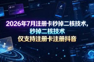 2026年7月注册卡秒掉二核技术,仅支持注册卡注册抖音