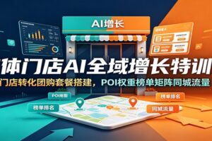 实体门店AI全域增长特训营:门店转化团购套餐搭建,POI权重榜单矩阵同城流量