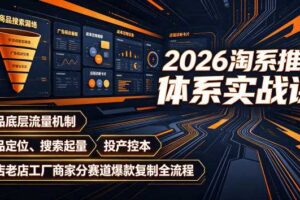 2026淘系推广体系实战课|新品底层流量机制、选品定位、搜索起量、投产控本、新店老店工厂商家分赛道爆款复制全流程
