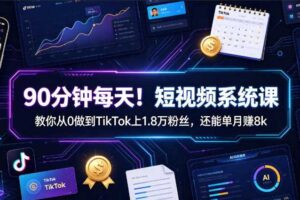 90分钟每天!短视频系统课教你从0做到TikTok上1.8万粉丝,还能单月賺8k【原创双语字幕】