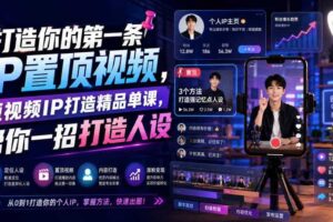 打造你的第一条IP置顶视频,短视频IP打造精品单课,帮你一招打造人设