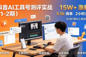 (19380期)抖音AI工具号测评实战(1-2期):单号涨粉15W+×商单5.5k×伙伴计划×普通人可复制,每天2小时长期可持续