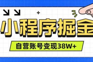 微信小程序掘金，团队自营小程序累计变现38W+，稳定运营三年，一部手机即可操作【揭秘】