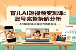 育儿AI短视频变现课：账号完整拆解分析，AI赋能育儿内容创作落地实操