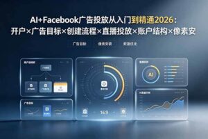 （19465期）AI+Facebook广告投放从入门到精通2026：开户×广告目标×创建流程×直播投放×账户结构×像素安装×AI赋能