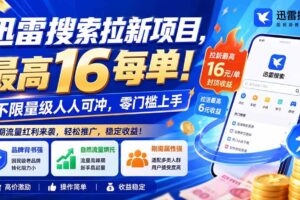 (20229期)迅雷搜索拉新项目-更新9月,最高16元/每单!不限量级人人可冲,零门槛上手