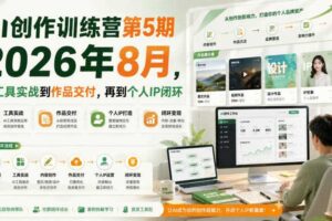 AI创作训练营第5期2026年8月，从工具实战到作品交付，再到个人IP闭环（更新0904）