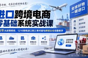 （20287期）进口跨境电商零基础系统实战课：45节从政策税收、1210保税进口到三单对碰与跨境云仓完整教学