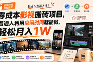 零门槛影视搬砖项目，月入万元，玩法稳定普通人可落地的长期副业！