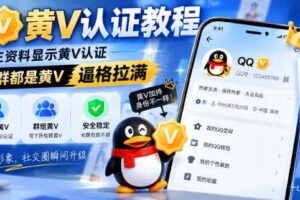 QQ黄V认证教程，个人主资料显示黄V认证，号下所有群都是黄V，逼格拉满