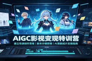 AIGC影视变现特训营：建立导演创作思维，剧本分镜剪辑，AI漫剧成片实操指南