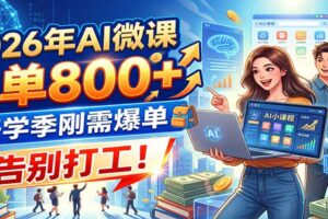 2026年AI微课，一单800+，开学季刚需爆单，告别打工！