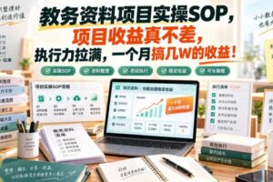 教务资料项目实操SOP,项目收益真不差,执行力拉满,一个月搞几W的收益