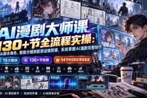 (20326期)AI漫剧大师课130+节全流程实操:从剧本角色、智能分镜到配音运镜剪辑,系统掌握AI漫剧完整制作