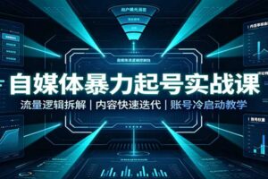 自媒体暴力起号实战课:流量逻辑拆解,内容快速迭代,账号冷启动教学