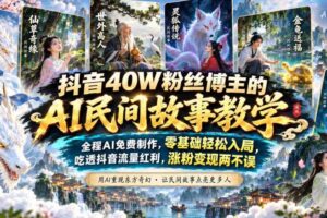 抖音40W粉丝博主的AI民间故事教学，全程AI免费制作，零基础轻松入局，吃透抖音流量红利，涨粉变现两不误