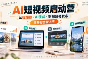 AI短视频启动营,从找爆款·AI生成·到视频号发布,零基础也能上手