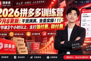 （20338期）2026拼多多训练营9月8更新：干货满满，全是实操！！！每节课3个小时以上，主打强付费，微付费