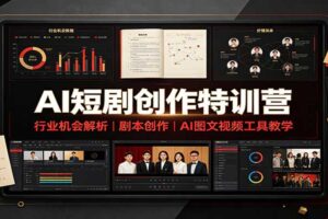 AI短剧创作特训营：行业机会解析，剧本创作，AI图文视频工具教学（文字版）