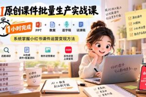 (20351期)AI原创课件批量生产实战课:1小时完成PPT+教案+逐字稿+说课稿,系统掌握小红书课件运营变现方法