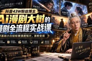 抖音43W粉丝博主Ai漫剧大树的漫剧制作全流程实战课,零基础小白轻松做漫剧短片,涨粉变现
