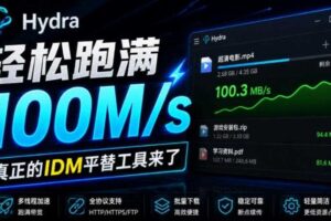 轻松跑满100M/s，真正的IDM平替工具来了，开源多线程器，支持浏览器拓展，一键智能加速Hydra Download Manager