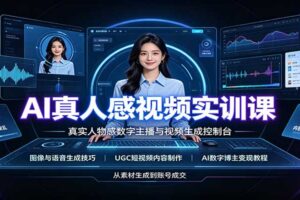 AI真人感视频实训课：图像语音生成，UGC内容制作，AI数字博主变现教程