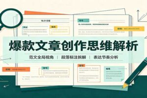 爆款文章创作思维解析:全局视角拆解范文,梳理行文逻辑,搭配真实拆文实操案例