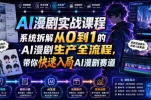 AI漫剧实战课程,系统拆解从0到1的AI漫剧生产全流程,带你快速入局AI漫剧赛道(更新)