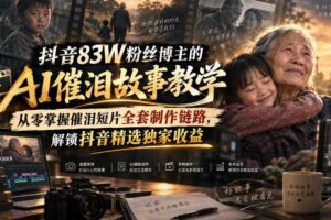 抖音83W粉丝博主的AI催泪故事教学,从零掌握催泪短片全套制作链路,解锁抖音精选独家收益