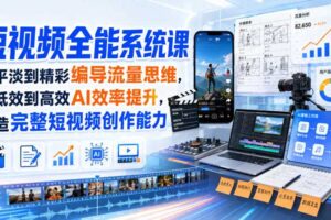 短视频全能系统课,从平淡到精彩编导流量思维,从低效到高效AI效率提升,打造完整短视频创作能力(完整版)