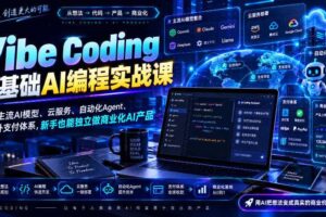 Vibe Coding零基础AI编程实战课-无水印,整合主流AI模型、云服务、自动化Agent、海内外支付体系,新手也能独立做商业化AI产品