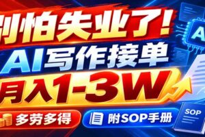别怕失业了！AI写作接单月入1-3W，多劳多得，附SOP手册