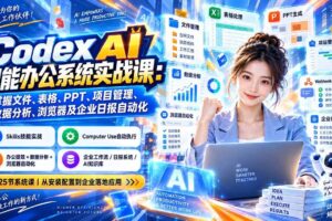 (20446期)Codex AI智能办公系统实战课:掌握文件、表格、PPT、项目管理、数据分析、浏览器及企业日报自动化