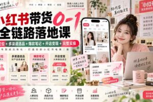 小红书带货0-1全链路落地课|人群定位+多渠道选品+爆款笔记+开店变现完整实操
