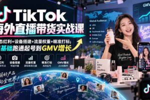 （20465期）TikTok海外直播带货实战课｜生态红利+设备搭建+流量权重+精准打标，零基础跑通起号到GMV增长